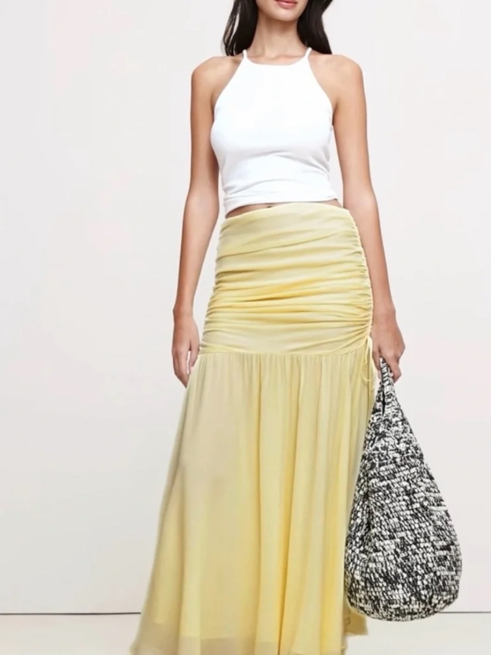 NWT - Banana Republic Pale Yellow Ruched Skirt
